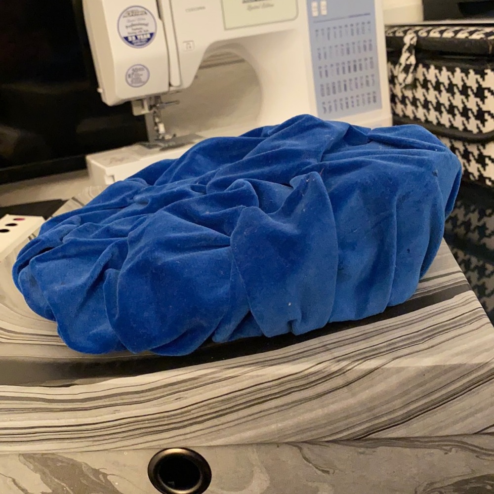 Blue velvet vintage hat
